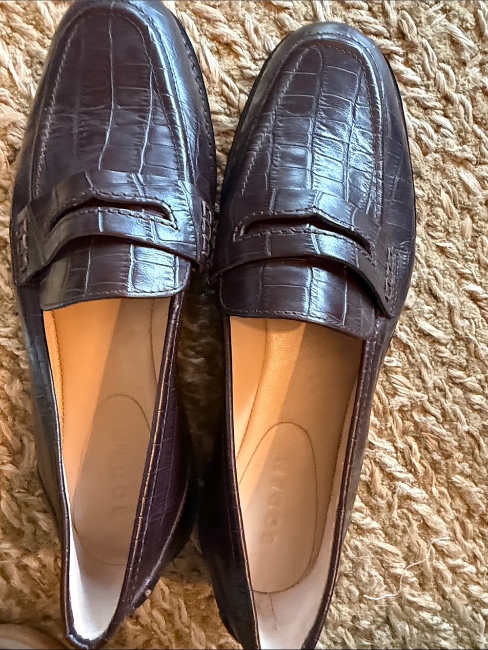 Boden Croc-Embossed Penny Loafers - Dark Brown